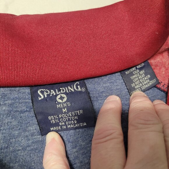 Vintage Spalding Track Polyester Jacket Red White Blue Grey Size M - Picture 4 of 8